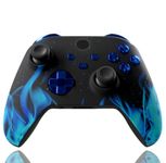 ControllerModz Blue Flame Wireless Custom Controller Compatible With Microsoft Xbox Series X/S, One & PC - Custom Soft Touch Feel with Blue Chrome Buttons, Personalized Controller,Gaming Gift,Unique