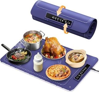 Food Warming Mat, Electric Warming Tray with 3 Level Temperature, Rollable and Portable Hot Plates Heat Pad, Silicone Heating Keep Warm Mat for Buffet, Parties, Home, Travel (Blue)