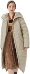 Orolay Women's Puffer Down Coat Winter Maxi Jacket with Hood Beige L