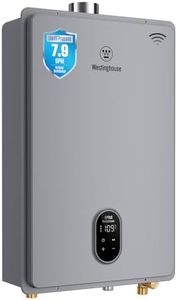 Westinghouse Smart Tankless Water Heater Propane Indoor, 7.9 GPM 180,000 BTU, WiFi App Control, ±1°F Temp Stability, Non-Condensing Whole Home Instant Hot Water Heater for 3-5 Fixtures