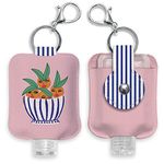 Hand Sanitizer Holder with Travel Bottle by Studio Oh! - Refillable Mini Bottle in Sassy Oranges Portable Keychain Holder Keeps Hands Clean & Germ-Free