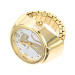 Round Finger Ring Watches Finger Watch Elastic Ring Watch Vintage Ring Watch Cat Pattern Gold Round Finger Ring Watch for Women and Girls Watches