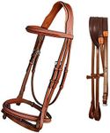 Exion English Hunter Jumping Bridle for Horses with Removable Flash Soft Yet Strong Rubber Reins | Royal Hunter Bridle | English Bridle for Horses