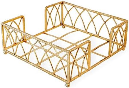 Boston International Arch Design Lunch Napkin Holder Caddy, 6.75 x 6.75-Inches, Gold Leaf