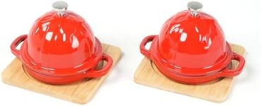 HAWOK Enameled Cast Iron Garlic Roaster Bake Set of 2 Red, 099126