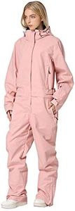 YEEFINE Men & Women's Ski Suit One Piece Jumpsuits Winter Outdoor Waterproof Snowsuits, Pink, Small