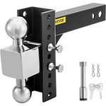 VEVOR Adjustable Trailer Hitch, 6" Rise & Drop Hitch Ball Mount 2" Receiver Tube 22,000 LBS Rating, 2 and 2-5/16 Inch Stainless Steel Balls w/Key Lock, for Automotive Trucks Trailers Towing
