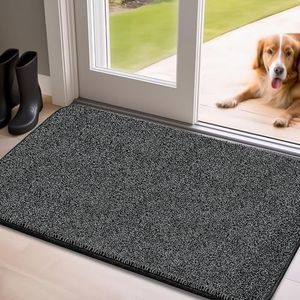 Mibao Door Mat Indoor, 20" x 31.5", Dirt Trapper Entrance Doormat, Non-Slip Low Profile Machine Washable Mat, Dog Door Mat, Super Absorbent Welcome Mat for Front Door, Back Door, Shoe Scraper, Black