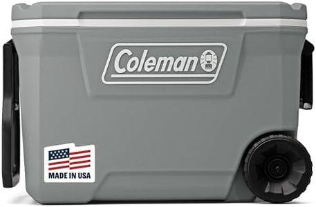 Coleman Classic Series Insulated Portable Rolling Cooler with Wheels, Leak-Resistant Outdoor Hard Cooler Keeps Ice up to 5 Days, 62-Quart