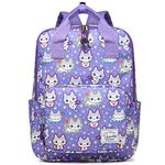 VASCHY School Backpack for Girls, 12L School Bags for Kids 4-6 Years Toddler Backpack Water Resistant Children's Rucksack with Chest Strap and Bottle Pockets for Elementary School (Smiling Cats)