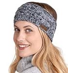 Brook + Bay Hairband - Ear Warmer Headband For Women, Black/Gray Mix, Fleece Lined, Acrylic Knit, Winter Headband, One Size Fits Most