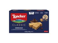 Loacker Classic Chocolate Wafers - Premium Crispy Wafer Cookies with Chocolate Cream Filling - Multipack of 12 Snack Packs - NON-GMO - Sustainably Sourced Cocoa - 45g/1.59oz, Pack of 12