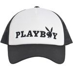 Playboy Truck Hat, Mesh Adjustable Snapback Baseball Cap with Curved Brim, Black, One Size