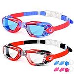 Kids Swim Goggles-2 Pack Swimming Goggles for Children Teens Boys Girls age 4-16, Anti-Leak Clear Vision Goggles