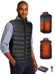 Loowoko Heated Gilet for Men,Heated Vest with 10000mAh Battery Pack,Lightweight Thermal Body Warmer, Slim Fit Electric Rechargeable Heated Jacket for Camping, Motorcycle, Skiing, Hunting M Black