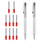 2 Pcs Tungsten Carbide Scriber with Magnet, Steel Etching Engraving Pen Glass Scriber Tool Marking Scriber with 10 Pcs Tungsten Carbide Replacement Tips for Stainless Steel Ceramics Metal Sheet