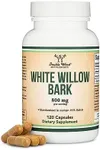 White Willow Bark Capsules 800mg per Serving, 120 Count (Willow Bark Extract Std. to 15% Salicin for Joint and Muscle Relief), Vegan Safe, Non-GMO, Third Party Tested by Double Wood