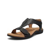 Taos The Show Premium Leather Women's Sandal - Experience Everyday Style, Comfort, Arch Support, Cooling Gel Padding and an Adjustable Fit for Exceptional Walking Comfort, Black, 9