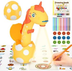 Drawing Projector for Kids: Unicorn Toys for Girls Aged 3+ ,Art and Craft Kit, Art Sketch Projector Drawing and Tracing Include 96 Stencils and 12 Markers, Projector for Learn to Draw Toy for Girls 3+