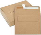 Best Paper Greetings 50 Pack 5x7 Envelopes - A7 Kraft Paper Envelopes with Peel & Seal - Mailing Cards, Graduation, Birthday, Wedding Invitations (5.25x7.25 in)