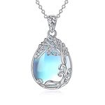 Moonstone Necklace Tree of Life Pendant 925 Sterling Silver Tree of Life Necklace Jewellery Gifts for Women Girls (B-Tree of Life Moonstone Necklace)
