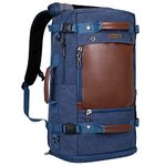 WITZMAN Vintage Reiserucksack Herren Canvas Rucksack Groß Laptop Rucksack 17 Zoll Convertible mit Schuhfach Reisetasche (A2021 Blue)