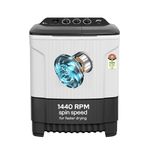 Godrej 7.5 Kg 5 Star, Trio Scrub Pulsator for Powerful scrub and Stain Removal, Toughened Glass Translucent Lid, Semi Automatic Top Load Washing Machine (WS EDGE CLS 75 5.0 PN2 GPGR, Graphite Grey)