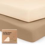 2-Pack Organic Crib Sheets for Boys, Girls - Jersey Fitted Crib Sheet, Baby Crib Sheets Neutral, Crib Mattress Sheet, Cotton Crib Sheets, Breathable Crib Sheet, Baby Mattress Sheets (Pecan)