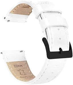 BARTON WATCH BANDS 16mm White Quick Release Leather Black Buckle Watch Band Strap
