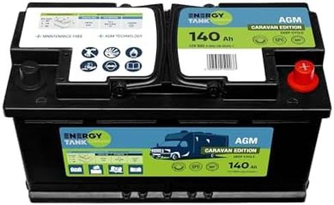 EnergyTank Batterie Caravane 12 V - Batterie AGM 140Ah - Batterie Decharge Lente 140Ah - AGM Batterie 12V - Batterie AGM Camping Car ou Batterie Voiture - AGM Batterie 140Ah - Technologie Efficace