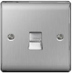 BG Electrical NBSBTM1 Nexus Metal Brushed Steel Single BT Master Telephone Socket c/w IDC Terminals