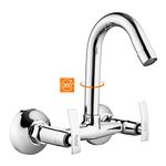 Ruhe® Clarion Swivel Spout Faucet/Tap | Double Lever Sink Mixer Swivel Spout Faucet/Tap | Wall Mount | Chrome Finish for Kitchen Sinks & Bathrooms