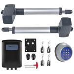 CO-Z Dual Swing Gate Openers for Doors up to 600kg 6m, Electric Driveway Gate Openers with Infrared Sensors,Wireless Keypad and 4xRemote Control Key Fobs,Solar Battery Charging Compatible