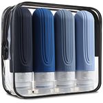 Mrsdry Travel Bottles for Toiletries, Tsa Approved 3oz Travel Size Containers BPA Free Leak Proof Refillable Liquid Silicone Squeezable Travel Accessories for Shampoo Conditioner Lotion (4 Pack) Blue