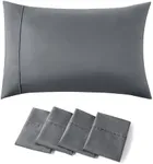 Bedsure Queen Pillow Cases Set of 4 - Dark Grey Polyester Microfiber Pillowcase 4 Pack, Super Soft and Cozy Gray Pillow Case Covers with Envelop Closure, 20x30 Inches