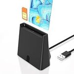 2-in-1 SIM Card Reader, Smart Card Reader Dual Slots CAC Card Reader for Common Access CAC/SIM/ID/IC Bank/Health/Insurance/e-Tax/Contact Chip Card, Compatible with PC, Laptop - Windows/Vista/7/8/11