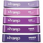 Hybrid Resistance Bands [Set of 5] PREMIUM Skin Friendly | 5 Strength Levels Loop Exercise Bands for Pilates, Training, Physio Therapy, Stretching, Home Gym | FREE Guide and Bag for Men and Women