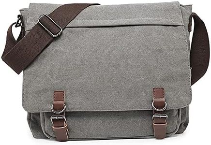 Dasein Large Vintage Canvas Messenger Shoulder Bag, Grey, 15in Laptop