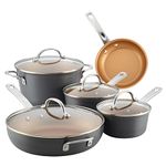 Ayesha Curry Home Collection Hard-anodized Aluminium Cookware Set, 1.5-Quart Saucepan, 2-Quart Saucepan, 5.5-Quart Dutch Oven, 9 Piece (Gray)