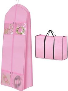 MISSLO 70" Wedding Dress Garment Bag with Bride Tote Bag 8'' Gusseted Wedding Dress Bags for Gowns Long 4 Pockets Dress Cover for Women, Pink