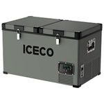ICECO VL60 Portable Refrigerator, Dual Zone Freezer Fridge, 12v Cooler, Platinum Compact Refrigerator, 60Liters, DC 12/24 V, AC 110-240V, 0℉~50℉, Home and Car Use, for Van, Truck, Outdoor, Camping
