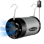 MELONFARM 2-in-1 Air Carbon Filter Smelliness Control 4 inch with Australia Virgin Charcoal, Built-in 14cm Fan with Low Noise, Grow Tent Smelliness Scrubber, Pre-Filter & 1 Pair Hanger Included