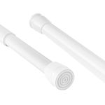 Extendable Curtain Poles 90-160cm Shower Curtain Rods Tension Rods for Curtains Shower Curtain Rails NO Drill for Shower Curtain, Windows, Door Curtain, Bathroom and Wardrobe,White