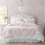 Laura Ashley - King Quilt Set, Reversible Cotton Bedding with Matching Shams, Lightweight Home Decor for All Seasons (Bedford Pink, King)