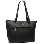 COACH womens Crossgrain Leather Gallery Tote, Black, Large, Gold/Black, Large