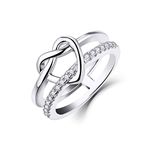 JO WISDOM Women Ring,925 Sterling Silver Infinity Heart Wide Promise Ring,Jewellery for Women