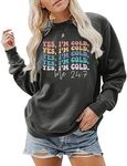 JINTING Yes I'm Cold Me 24:7 Sweatshirt Women Funny Letter Print Pullover Crewneck Long Sleeve Top, Grey, Large