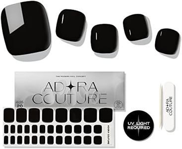 Adora Couture Semi Cured Gel Nail Strips - 32 pcs Gel Pedicure Stickers, Easy to Apply & Remove Toenail Stickers, Salon Quality at Home & Long Lasting - UV Nail Lamp Required - Black P