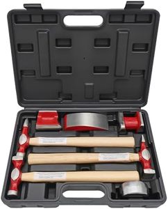 PASBAS 7 Piece Auto Body Repair Kit，Hammer and Dolly Tools with Carbon Steel on Wood Handles,Performance Heavy Duty Dollies Set,Roller Fixer Dent Remover Tool.