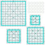 Quilting Rulers,Quilting Templates Square Ruler (3.5", 5", 6.5", 10.5"),Quilting Rulers Acrylic Rulers Fabric Cutting Ruler with Non-Slip Rings for Quilting and Sewing